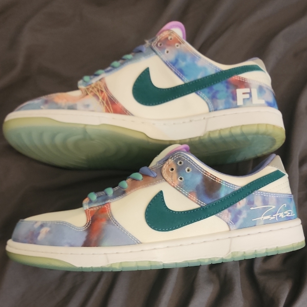 Nike Green and Purple Sneakers Vibrant Design